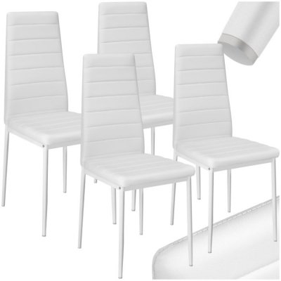 Tectake lot de 4 chaises avec surpiq&ucirc;re - blanc 401845
