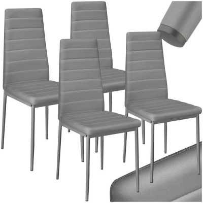 Tectake lot de 4 chaises avec surpiq&ucirc;re - gris 401846