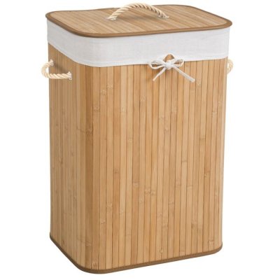 TECTAKE  Panier &agrave; linge bambou rectangulaire - 72 L - beige