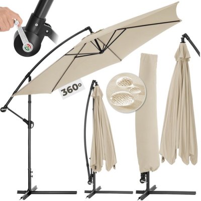 TECTAKE  parasol 350 cm avec housse de protection - beige 400622