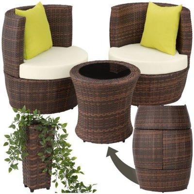 TECTAKE  Salon de jardin NICE 2 places en aluminium - noir/marron