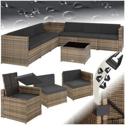 TECTAKE  salon en rotin verona - marron naturel 404235