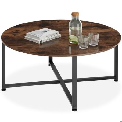 Tectake table basse aberdeen 88,5x47cm - bois fonc&eacute; industriel 404342