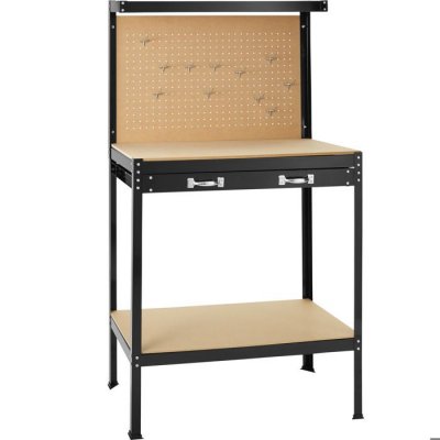 TECTAKE  - tabli - plan de travail, banc de travail, etabli d&acute;atelier - 81 x 41 x 145 cm - noir