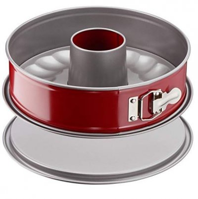 TEFAL J 1642614 Delibake Moule A Savarin A Charni&egrave;re 25 cm Acier Rouge Carbone