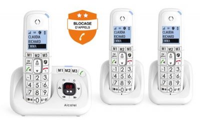 ALCATEL T&eacute;l&eacute;phone fixe sans fil avec r&eacute;pondeur  XL785 Trio Blanc