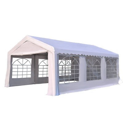 HOMCOM Tente barnum tonnelle de r&eacute;ception 6L x 4l x 2,8H m blanc