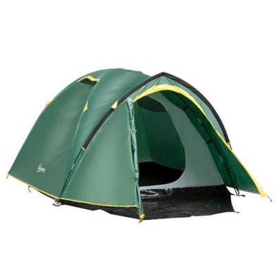 OUTSUNNY Tente de camping 2-3 personnes fibre verre polyester PE vert