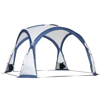 OUTSUNNY Tente de camping d&ocirc;me familiale 6-8 personnes blanc bleu