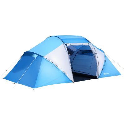OUTSUNNY Tente de camping familiale 4-6 personnes bleu