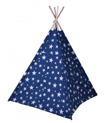 WADIGA Tente de Jeu pour Enfant Tipi Bleu avec &Eacute;toiles Blanches 
