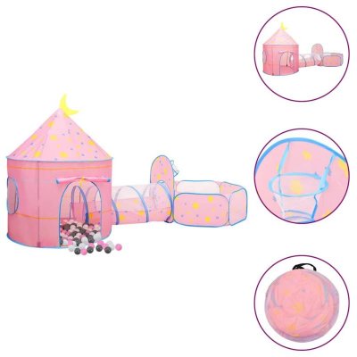 VIDAXL Tente de jeu pour enfants avec 250 balles Rose 301x120x128 cm - 