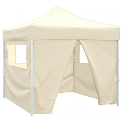 VIDAXL Tente pliable avec 4 parois Cr&egrave;me 3 x 3 m