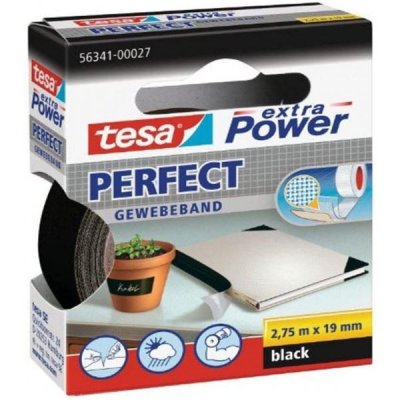 TESA  Extra Power Perfect Ruban adh&eacute;sif tiss&eacute; 2,75 m noir 19 mm