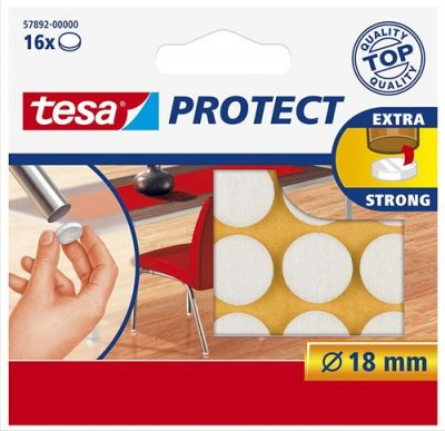 TESA  Feutre Antiglisse/Anti-Rayures, Blanc, Diam&egrave;tre: 18 Mm