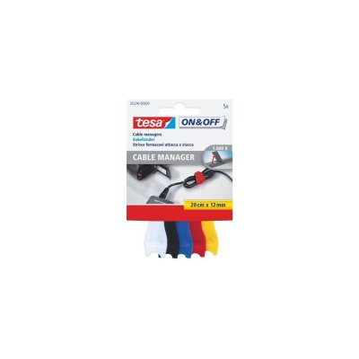 TESA  - organisateur de c&acirc;bles x 5 couleurs assorties BD-410113