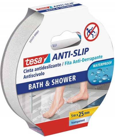 TESA  ruban antid&eacute;rapant bain et douche 5m x 25mm transparente.