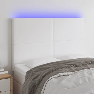 VIDAXL T&ecirc;te de lit &agrave; led Blanc 144x5x118/128 cm Similicuir  Blanc