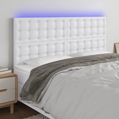 VIDAXL T&ecirc;te de lit &agrave; led Blanc 160x5x118/128 cm Similicuir  White