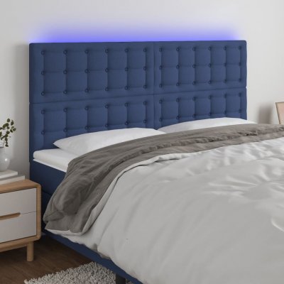 VIDAXL T&ecirc;te de lit &agrave; led Bleu 160x5x118/128 cm Tissu - 