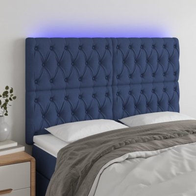 VIDAXL T&ecirc;te de lit &agrave; led Bleu 160x7x118/128 cm Tissu - 