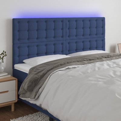 VIDAXL T&ecirc;te de lit &agrave; led Bleu 200x5x118/128 cm Tissu - 