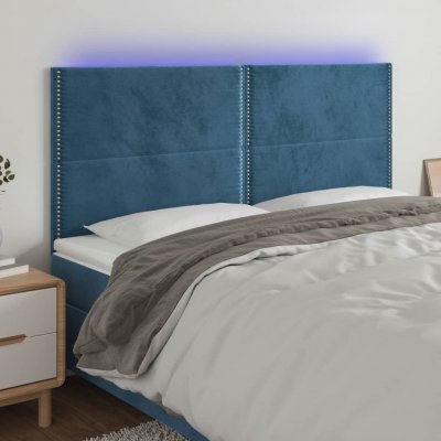 VIDAXL T&ecirc;te de lit &agrave; led Bleu fonc&eacute; 200x5x118/128 cm Velours - 