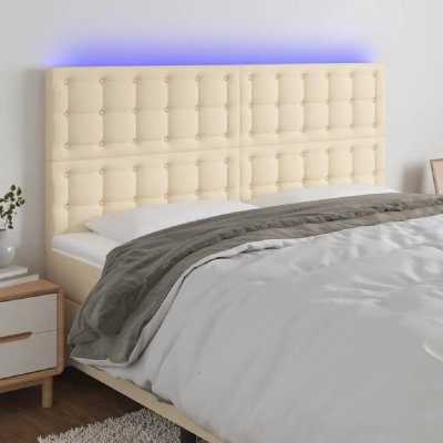 VIDAXL T&ecirc;te de lit &agrave; led Cr&egrave;me 160x5x118/128 cm Tissu - 