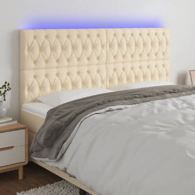 VIDAXL T&ecirc;te de lit &agrave; led Cr&egrave;me 180x7x118/128 cm Tissu - 