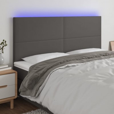 VIDAXL T&ecirc;te de lit &agrave; LED Gris 160x5x118/128 cm Similicuir  - Gris