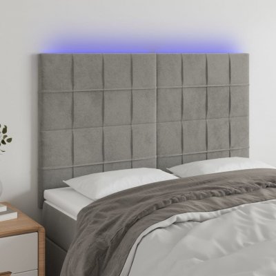 VIDAXL T&ecirc;te de lit &agrave; led Gris clair 144x5x118/128 cm Velours - 