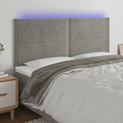 VIDAXL T&ecirc;te de lit &agrave; led Gris clair 200x5x118/128 cm Velours - 