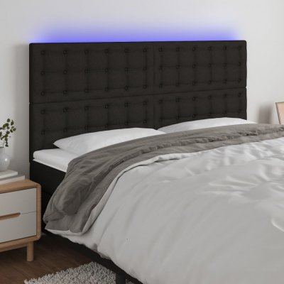 VIDAXL T&ecirc;te de lit &agrave; led Noir 160x5x118/128 cm Tissu - 