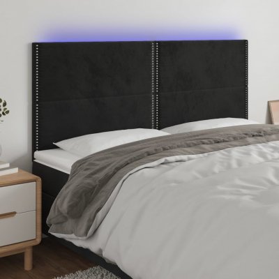 VIDAXL T&ecirc;te de lit &agrave; led Noir 200x5x118/128 cm Velours - 