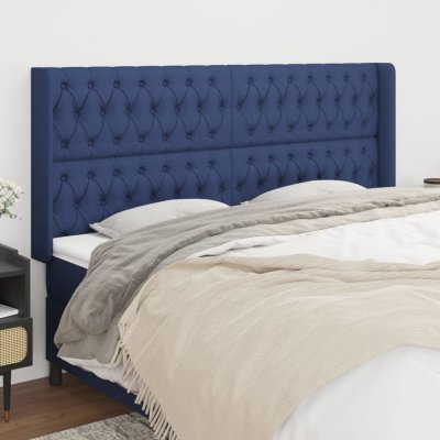 VIDAXL T&ecirc;te de lit avec oreilles Bleu 203x16x118/128 cm Tissu  Blue