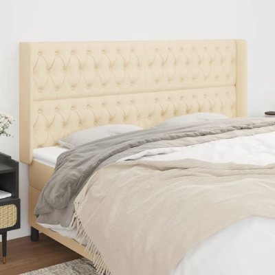 VIDAXL T&ecirc;te de lit avec oreilles Cr&egrave;me 183x16x118/128 cm Tissu  - Cream