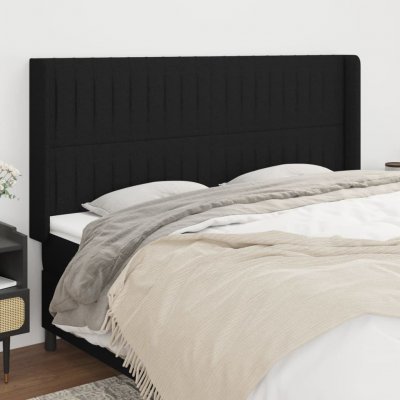 VIDAXL T&ecirc;te de lit avec oreilles Noir 183x16x118/128 cm Tissu  Black