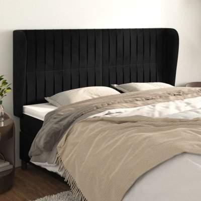 VIDAXL T&ecirc;te de lit avec oreilles Noir 183x23x118/128 cm Velours  - Noir