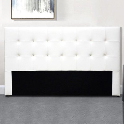 MEUBLER DESIGN T&ecirc;te de lit capitonn&eacute;e simili cuir blanc pitola 160 cm