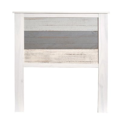 PEGANE T&ecirc;te de lit en pin coloris blanc et gris - Longueur 105 x Profondeur 4 x Hauteur 112 cm--