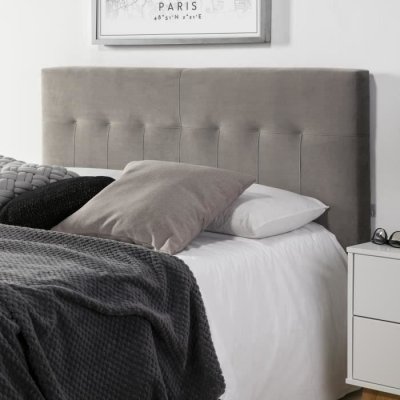 MARCKONFORT T&ecirc;te de lit tapiss&eacute;e 160x100 cm gris, velours, pieds en bois