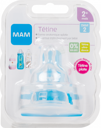 MAM T&eacute;tine Silicone D&eacute;bit 2 Moyen Lot de 2