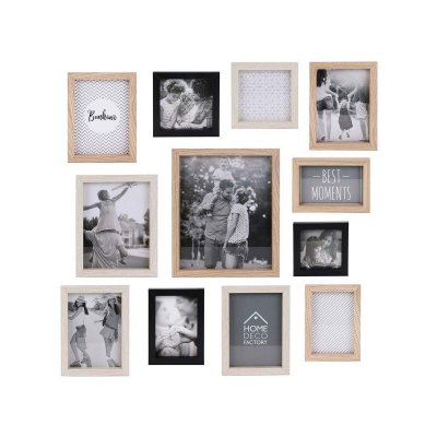 THE HOME DECO FACTORY  - Cadres photos en bois Bonheur (Lot de 12)