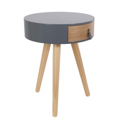 The Home Deco Factory - Chevet en bois scandinave Nora gris