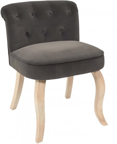 THE HOME DECO FACTORY  - Fauteuil en velours Eleonor gris anthracite