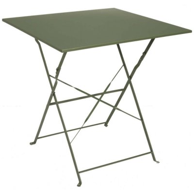 THE HOME DECO FACTORY  - Table de jardin pliante en m&eacute;tal Palerme kaki