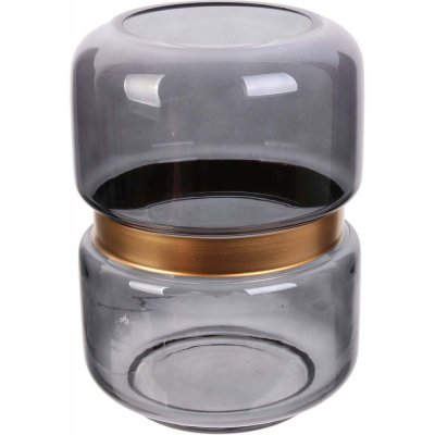 AC DECO The Home Deco Factory - Vase en verre avec cerclage 20.5 cm gris