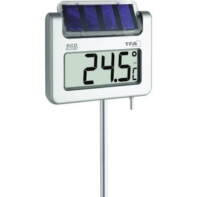 TFA DOSTMANN Thermom&egrave;tre de jardin solaire  Avenue argent X45973