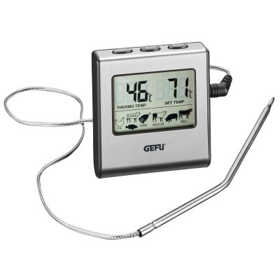 GEFU Thermom&egrave;tre num&eacute;rique avec minuteur en acier inoxydable argent