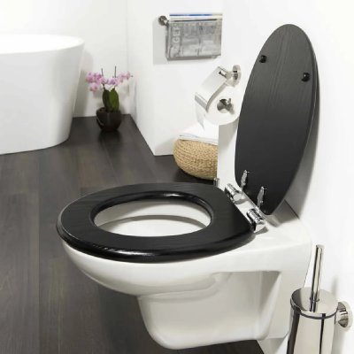 TIGER  Abattant WC &agrave; fermeture en douceur Blackwash MDF Noir 252030746